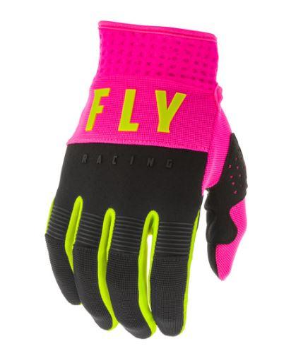 Перчатки FLY RACING F-16 розовые/чёрные/Hi-Vis жёлтые (2020)