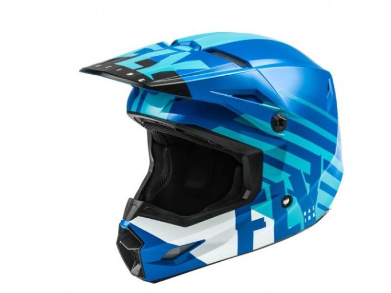 Шлем кроссовый FLY RACING KINETIC STRAIGHT EDGE черный/белый (2021)